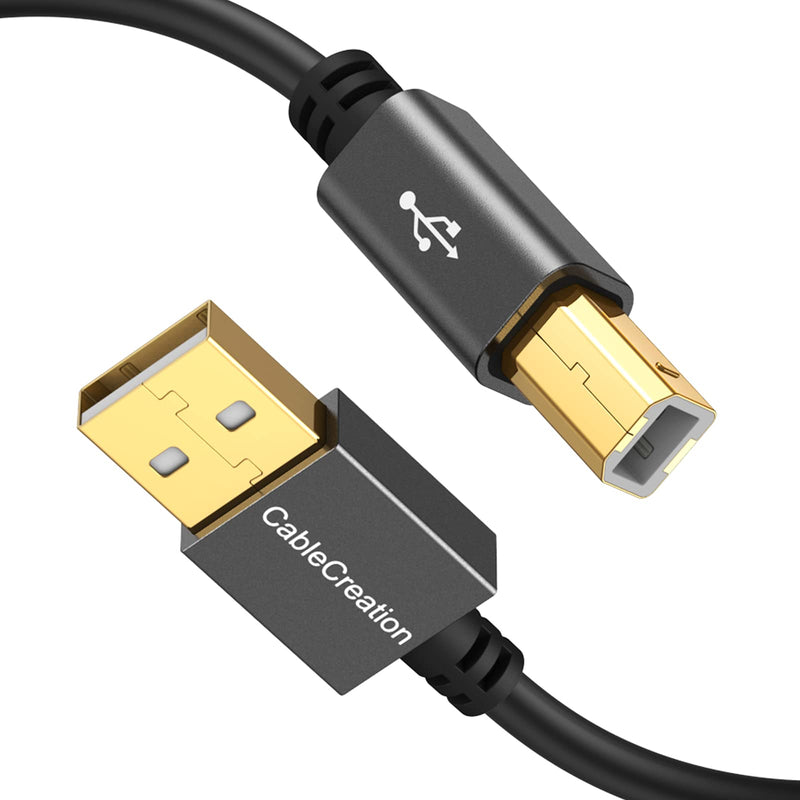 USB Printer Cable, CableCreation USB 2.0 A Male to B Male Scanner Cord, Compatible with HP, Cannon, Brother, Dell, Xerox, Samsung and More, 10 FT, Aluminium Case, Black 10ft