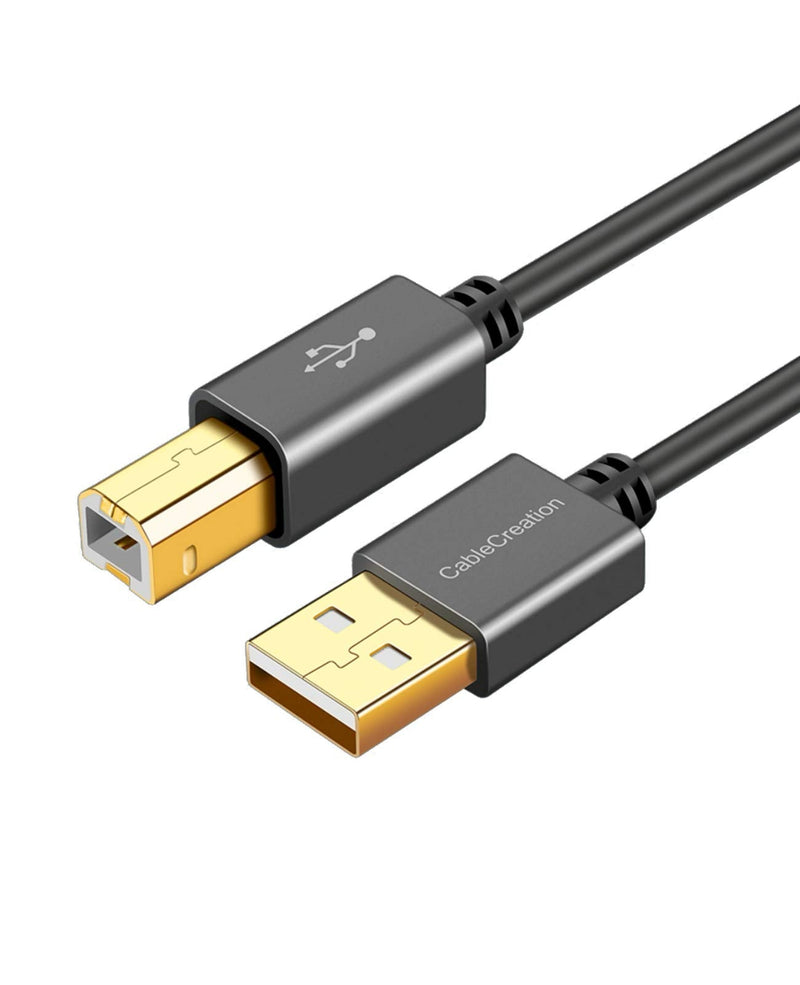 USB Printer Cable 5 FT, CableCreation USB 2.0 A Male to B Male Scanner Cord, USB MIDI Cable, Compatible with HP, Cannon, Brother, Epson, Midi Keyboard, Instrument, Piano, Dac, Aluminum Case, Black 5ft