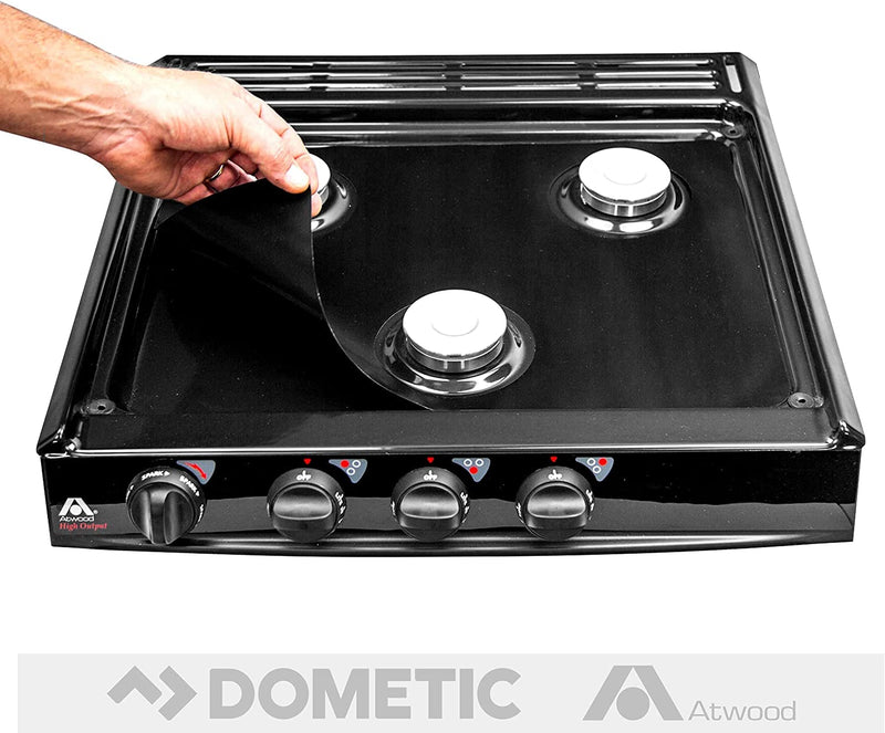Stove Wrap – Stovetop Protector & Splatter Guard – Pre-cut to fit Atwood, Dometic and Wedgwood Vision 3-burner RV Stoves, Ranges and Cook-tops No More Scuffs, Scratches or Burnt on Messes