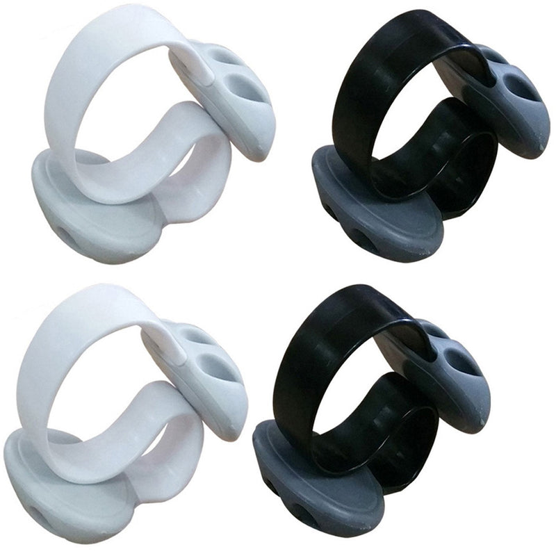 Coralpearl Desk Cable Drop Clips Weighted Silicone Desktop Organizer Small Line Ties Fixer Tidy Table Top Wire Holder Clamp Non Adhesive Cord Management Set for Home Office (Black 2pcs+White 2pcs) Black 2pcs+White 2pcs