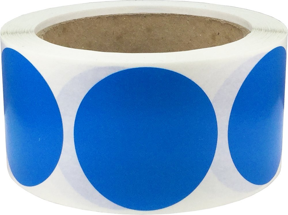 Blue Color Coding Labels for Organizing Inventory 2 Inch Round Circle Dots 500 Total Adhesive Stickers On A Roll Blue