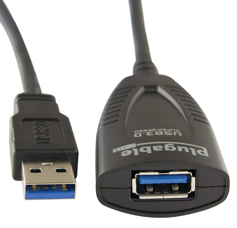 Plugable 5 Meter (16 Foot) USB 3.0 Active Extension Cable with AC Power Adapter and Back-Voltage Protection
