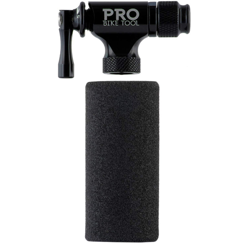 PRO BIKE TOOL CO2 Inflator - Quick & Easy - Presta and Schrader Valve Compatible - Bicycle Tire Pump for Road and Mountain Bikes - Insulated Sleeve - No CO2 Cartridges Included Black