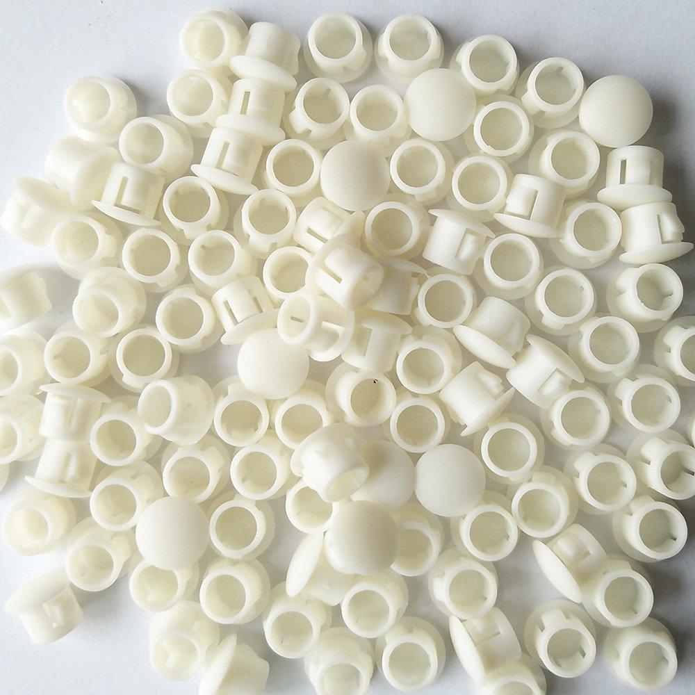 YEJI 50PCS 5/16", 8mm, 0.31in Panel Plugs Hole Plugs (Mounting Hole: 7.8-8.0mm), Plastic Flush Type Hole Plugs, Home Furniture Fastener, Plastic Pipe Choke Plug, White Color