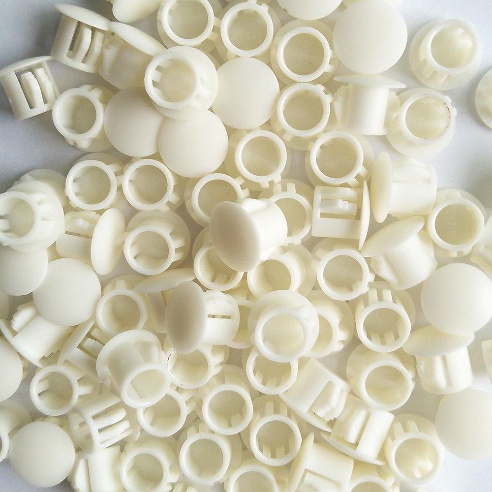 YEJI 50PCS 7/16", 11mm, 0.43in Panel Plugs Hole Plugs (Mounting Hole: 10.8-11.2mm), Plastic Flush Type Hole Plugs, Home Furniture Fastener, Plastic Pipe Choke Plug, White Color