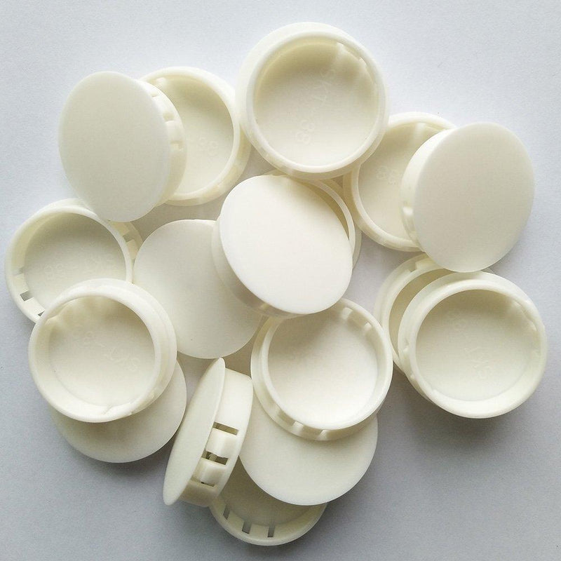 YEJI 25PCS 1-1/2", 38mm, 1.5in Panel Plugs Hole Plugs (Mounting Hole: 37.8-38.6mm), Plastic Flush Type Hole Plugs, Home Furniture Fastener, Plastic Pipe Choke Plug, White Color