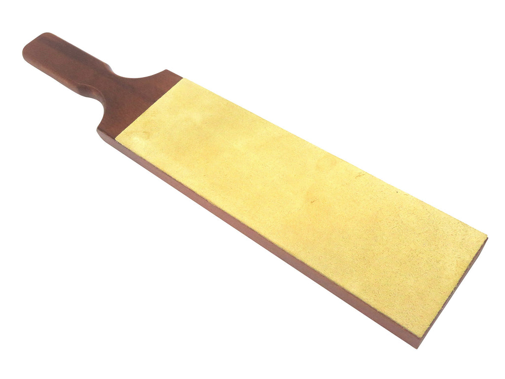 French Leather Strop Paddle 2-Sided 3” x 10” Stropping Surface Lacquered Beech Handle 107220