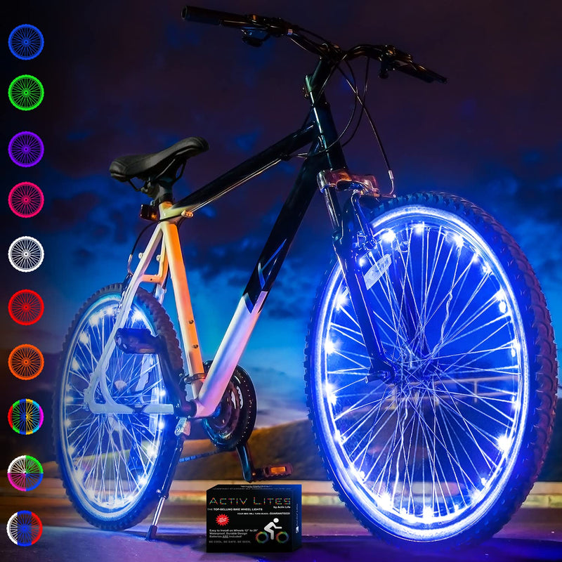 Activ Life 2-Tire Pack LED Bike Wheel Lights with Batteries Included! Get 100% Brighter and Visible from All Angles for Ultimate Safety and Style Blue 2 Wheels