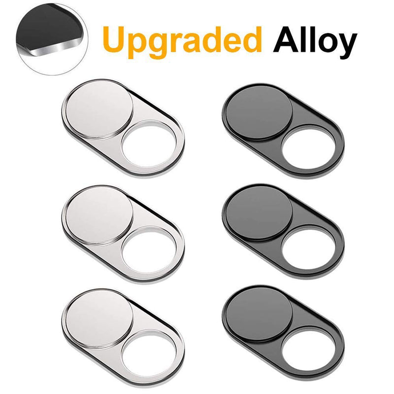 Webcam Cover Slide Metal Magnet Sliding Web Camera Cover Slider for Laptops MacBook Pro HP iMac iPhone Cellphone-for Protecting Your Privacy-Strong Adhesive-6 Packs(3black+3silver)