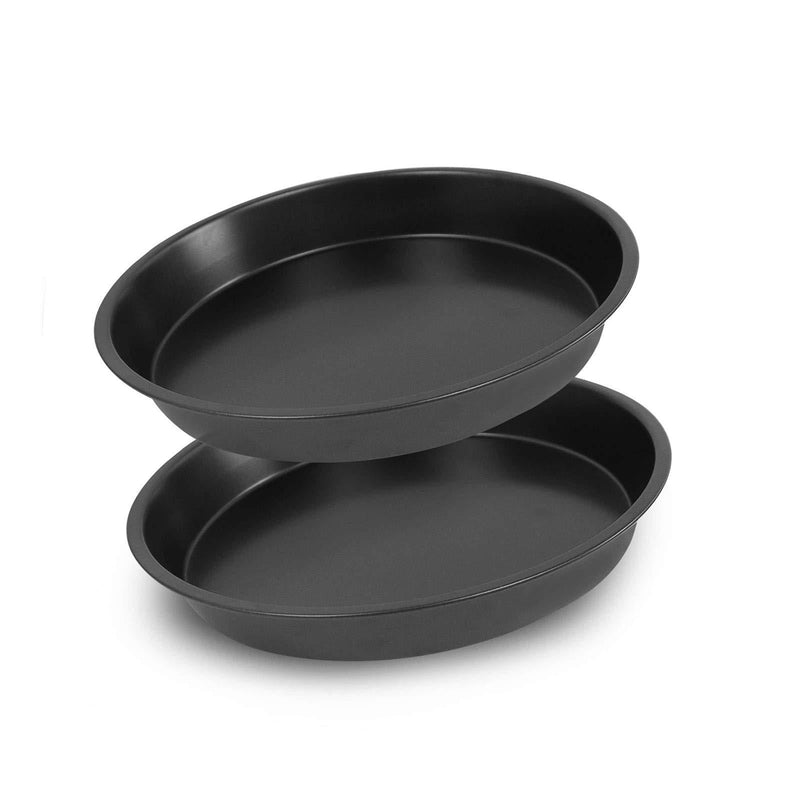 Kslong 2pcs Metal Pizza Plate For Oven Round Bake model Pizza Shop Diy Baking Tools Non-stick Cake Chassis Bakeware Pans(8inch) 8inch