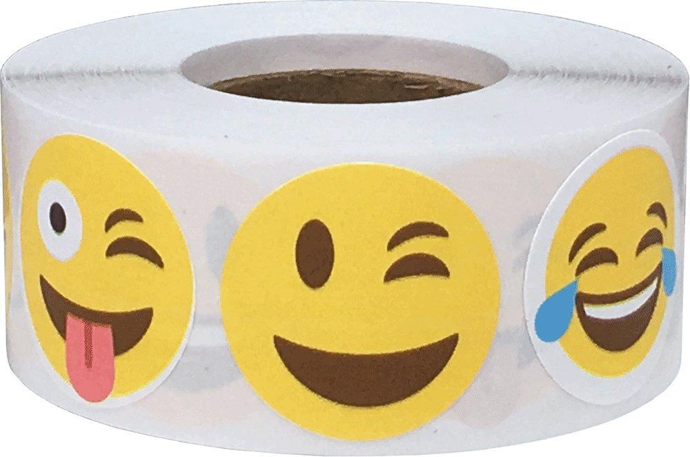 InStockLabels Happy and Fun Emoji Stickers, 1-Inch Adhesive Face Stickers, Pack of 500