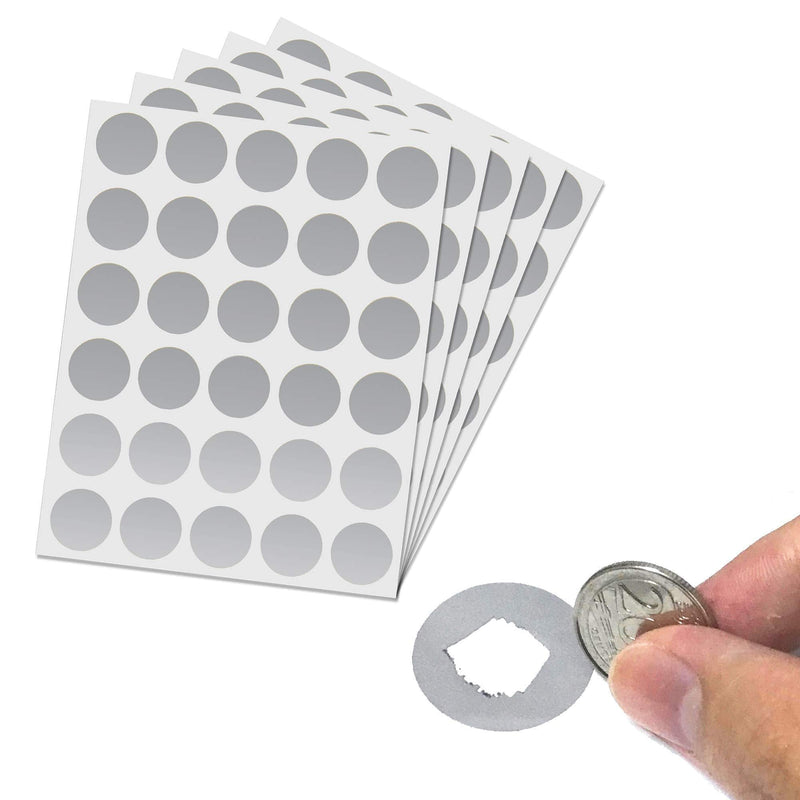 150 Pack, 1" Scratch Off Stickers Labels, Round Circle - Silver Pack of 150