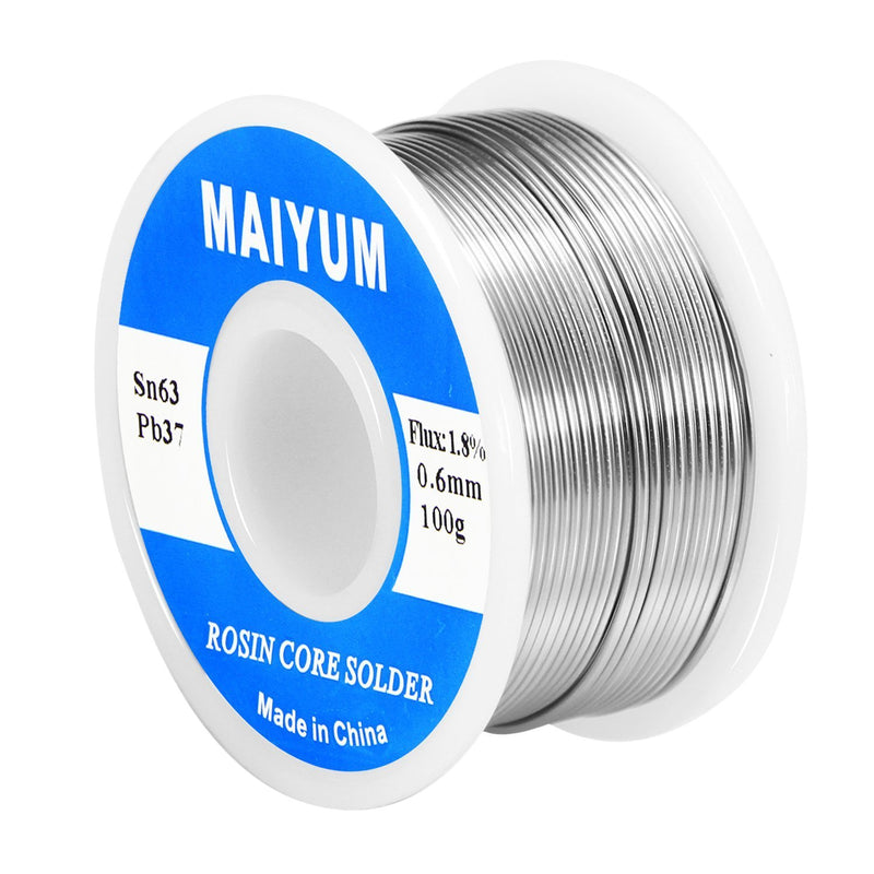MAIYUM 63-37 Tin Lead Rosin core solder wire for electrical soldering (0.6mm 100g) 0.6mm 100g