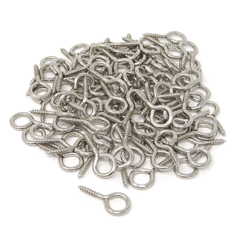 Honbay 100PCS 28mm(1.1 Inch) Nickel Plated Screw Eyes Pins Eye Bolt Hooks Eye Shape Screw Hooks Hanging Cup Hooks (Silver) Silver