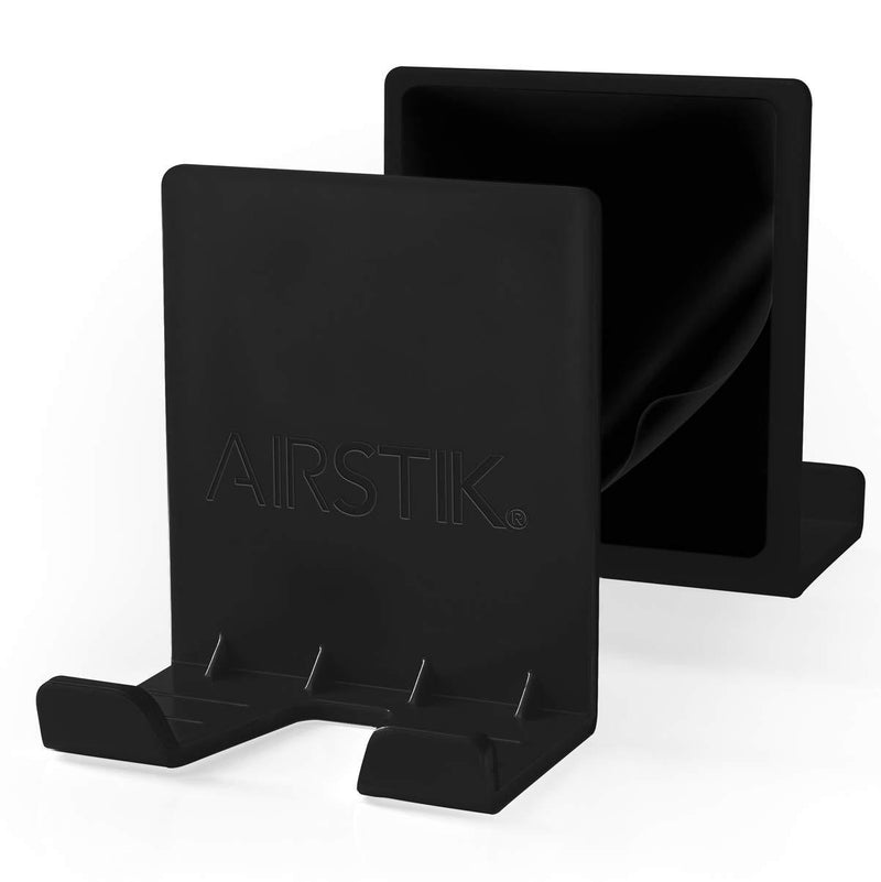 AIRSTIK Cradle Universal Glass Mount Phone Holder Reusable for TikTok & Facetime Compatible with iPhone iPad Cell Phone Accessories Bathroom Kitchen Office Made in USA Glass, Mirrors, Windows (Black) Black