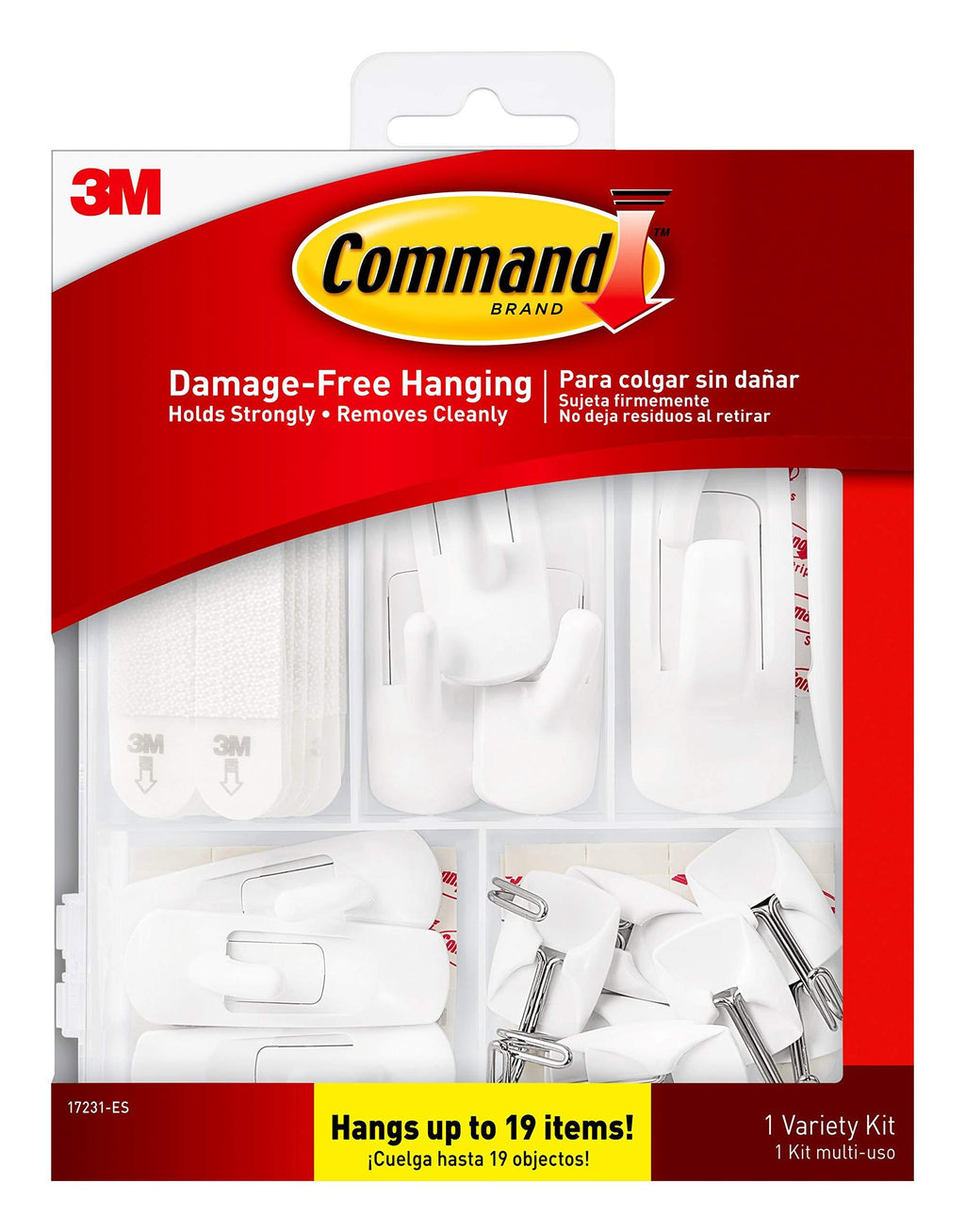 Command General Purpose Variety Kit, Hangs Up to 19 Items, Organize Damage-Free General Purpose Kit