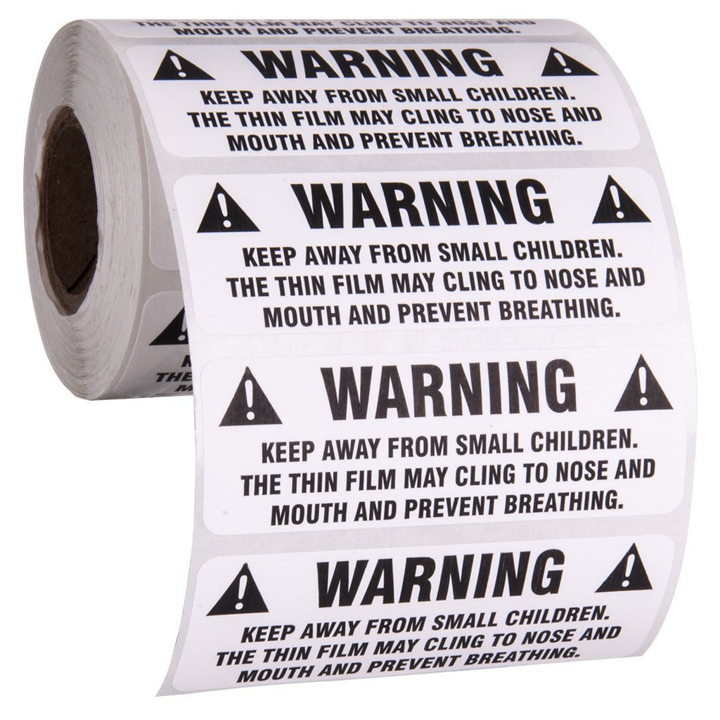 Suffocation Warning Stickers for Shipping and Packing - 3" X 1", Provided 500 Labels Per Roll, FBA Approved and BPA Free by Kenco (1 Pack) 1 PACK