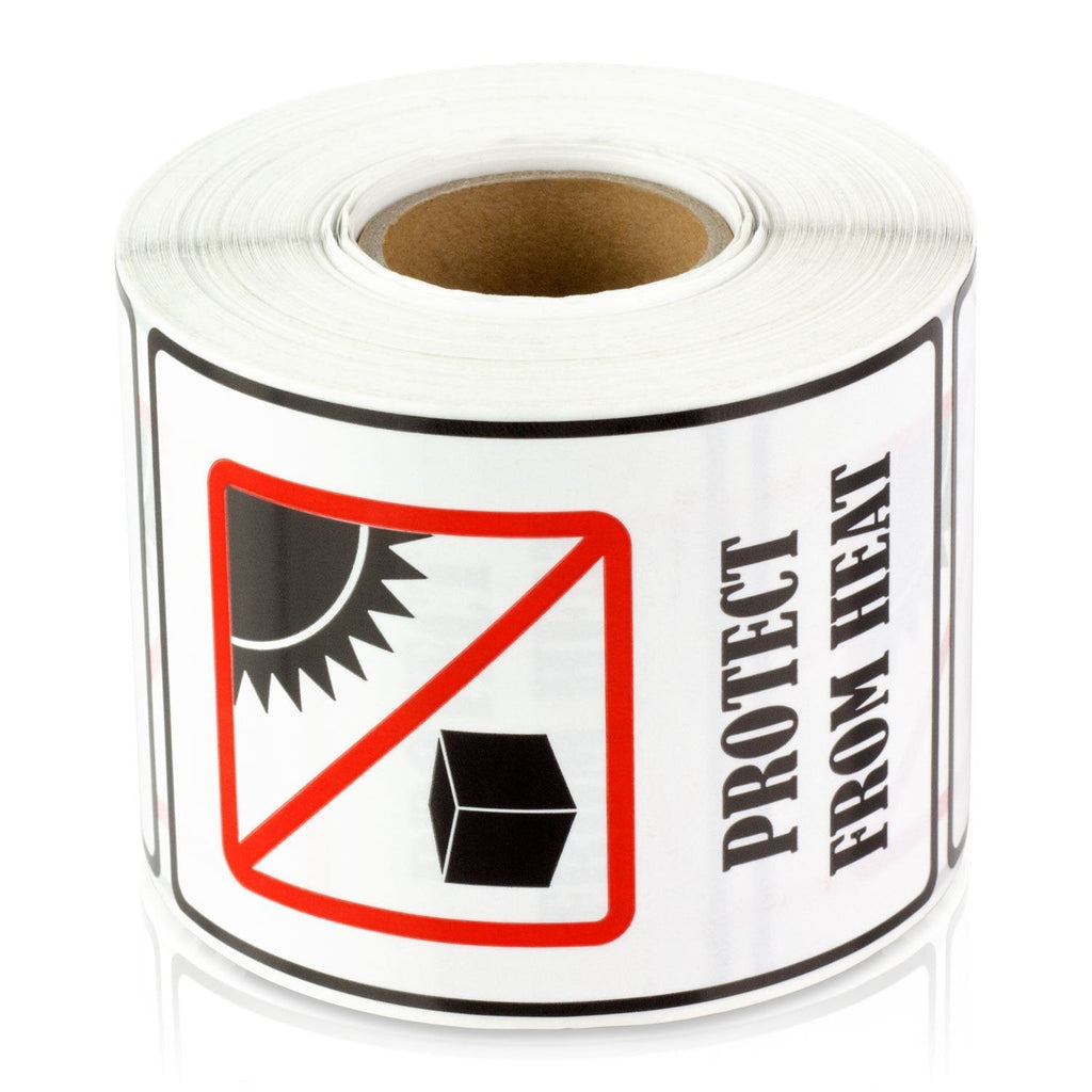 Protect from Heat 3" x 2" International Safe Shipping Handling Caution Labels Stickers (300 Labels per roll / 1 roll)