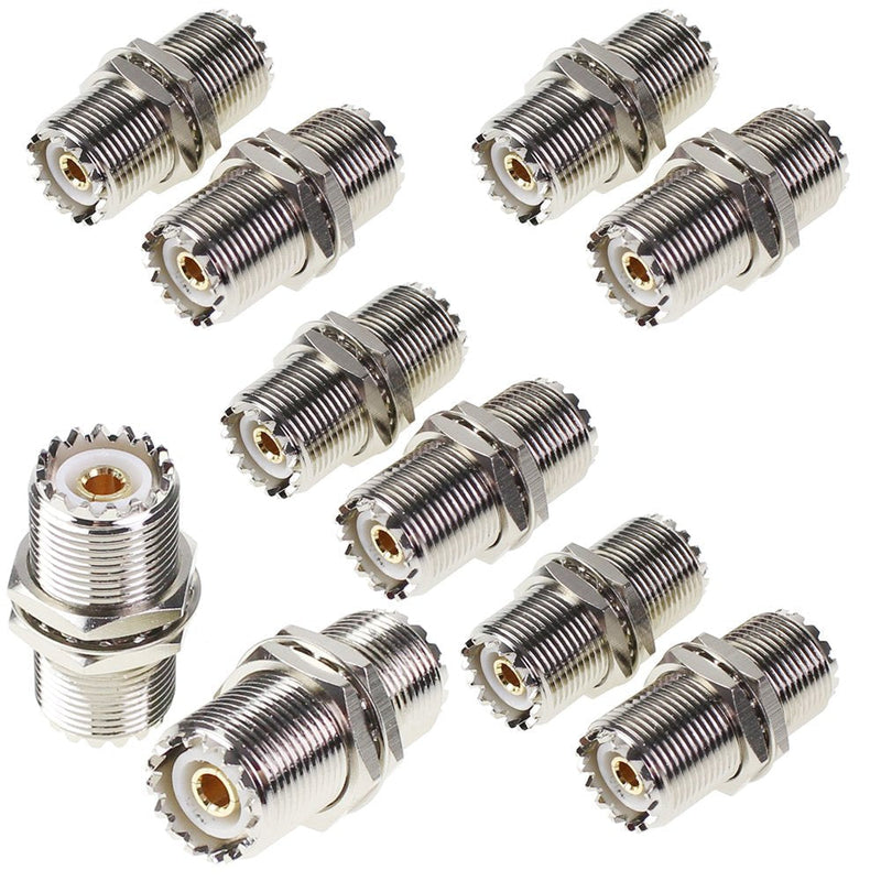 UHF Connector Female Nut Bulkhead Panel Mount to SO239 Jack RF Coaxial Coax Cable Adapter Plug for PL-259 (Pack 4Pcs) 4