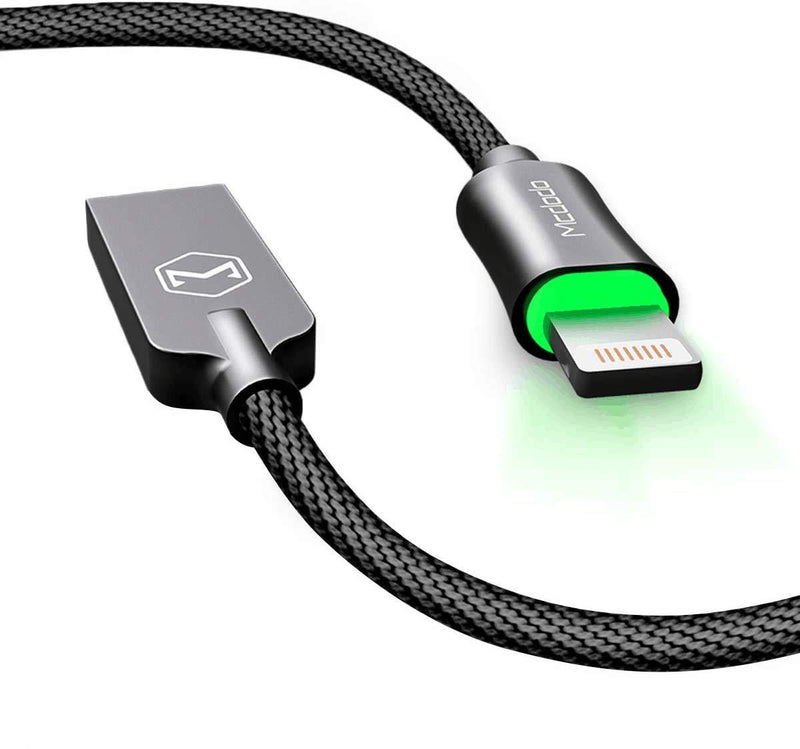 AICase Charging Cable, Smart LED Auto Disconnect Nylon Braided Sync Charge USB to Charging Cable for Phone X,8, 8 Plus, 7 Plus,Pad Pod