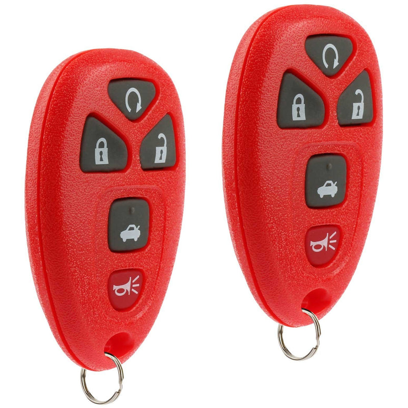 Key Fob Keyless Entry Remote fits Chevy Impala Monte Carlo/Cadillac DTS/Buick Lucerne 2006 2007 2008 2009 2010 2011 2012 2013 (Red), Set of 2 Red