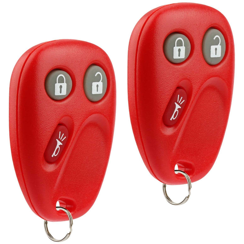 Key Fob Keyless Entry Remote fits Chevy Tahoe Suburban Silverado Avalanche Equinox SSR/GMC Sierra Yukon/Cadillac Escalade/Hummer H2 / Pontiac Torrent/Saturn Vue (LHJ011 Red), Set of 2