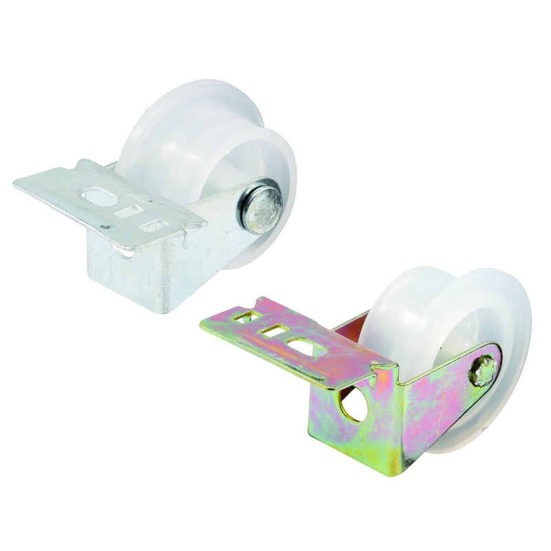 Prime-Line MP7147 Drawer Guide Roller Assembly, 1 in. Diameter, Plastic Wheel on Steel Bracket, Pack of 2, 2 Piece