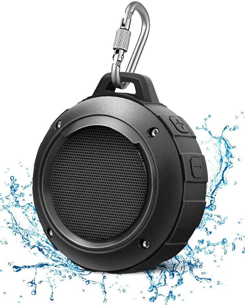 Outdoor Waterproof Bluetooth Speaker,Kunodi Wireless Portable Mini Shower Travel Speaker with Subwoofer, Enhanced Bass, Built in Mic for Sports, Pool, Beach, Hiking, Camping (Black) Black