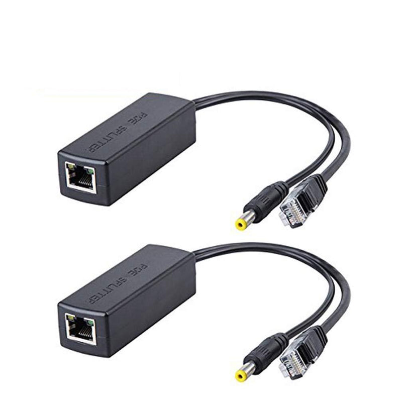 Active POE Splitter Adapter, 48V to 12V, IEEE 802.3af Compliant 10/100Mbps up to 100 Meters for Surveillance Camera, Wireless Access Point and VoIP Phone, 2-Pack 100M Active POE Splitter