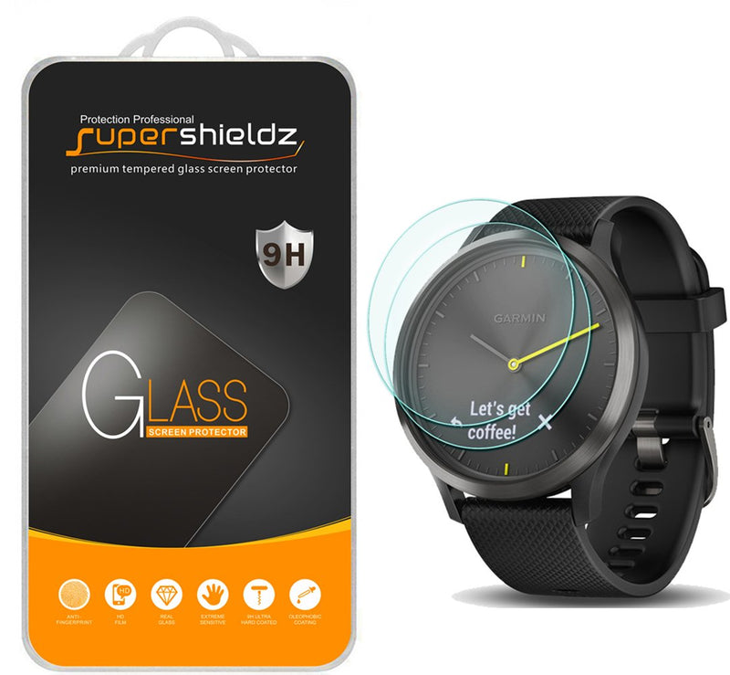 (2 Pack) Supershieldz Designed for Garmin Vivomove HR Tempered Glass Screen Protector, Anti Scratch, Bubble Free
