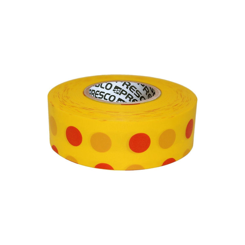 Presco Polka Dot Patterned Roll Flagging Tape: 1-3/16 in. x 300 ft. (Yellow and Red Polka Dot) [NON-ADHESIVE] 1-3/16 in. x 300 ft. Yellow and Red Polka Dot (1.188 in. x 100 yds.)