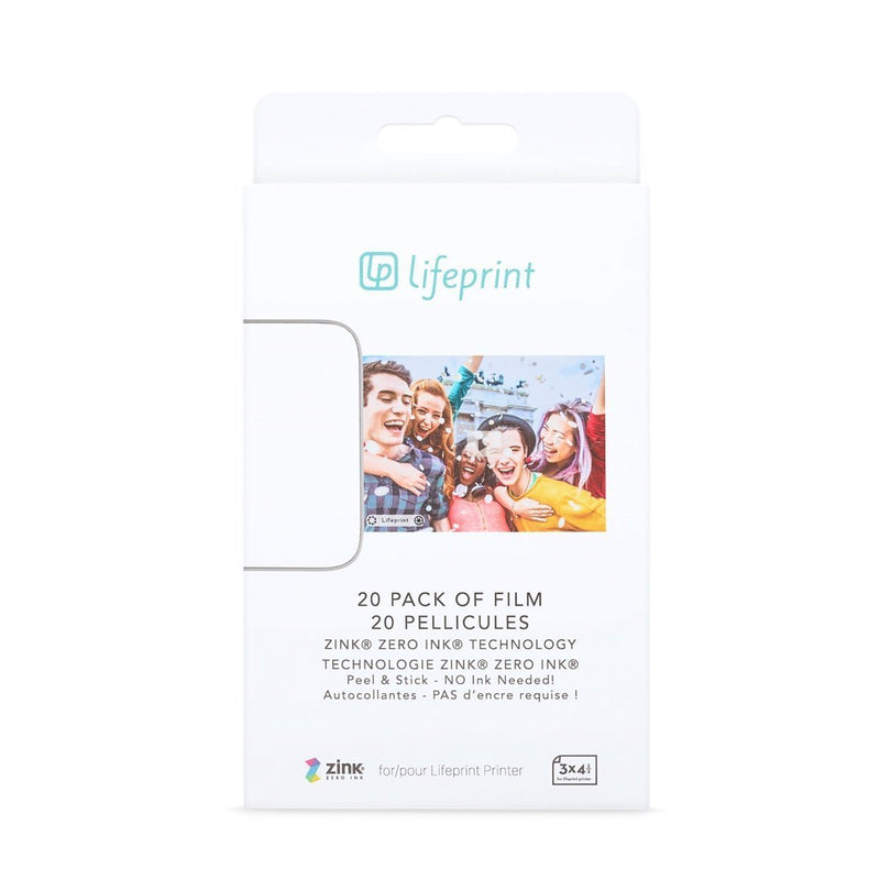Lifeprint 20 pack of film for Lifeprint Augmented Reality Photo AND Video Printer. 3x4.5 Zero Ink sticky backed film 20-pack