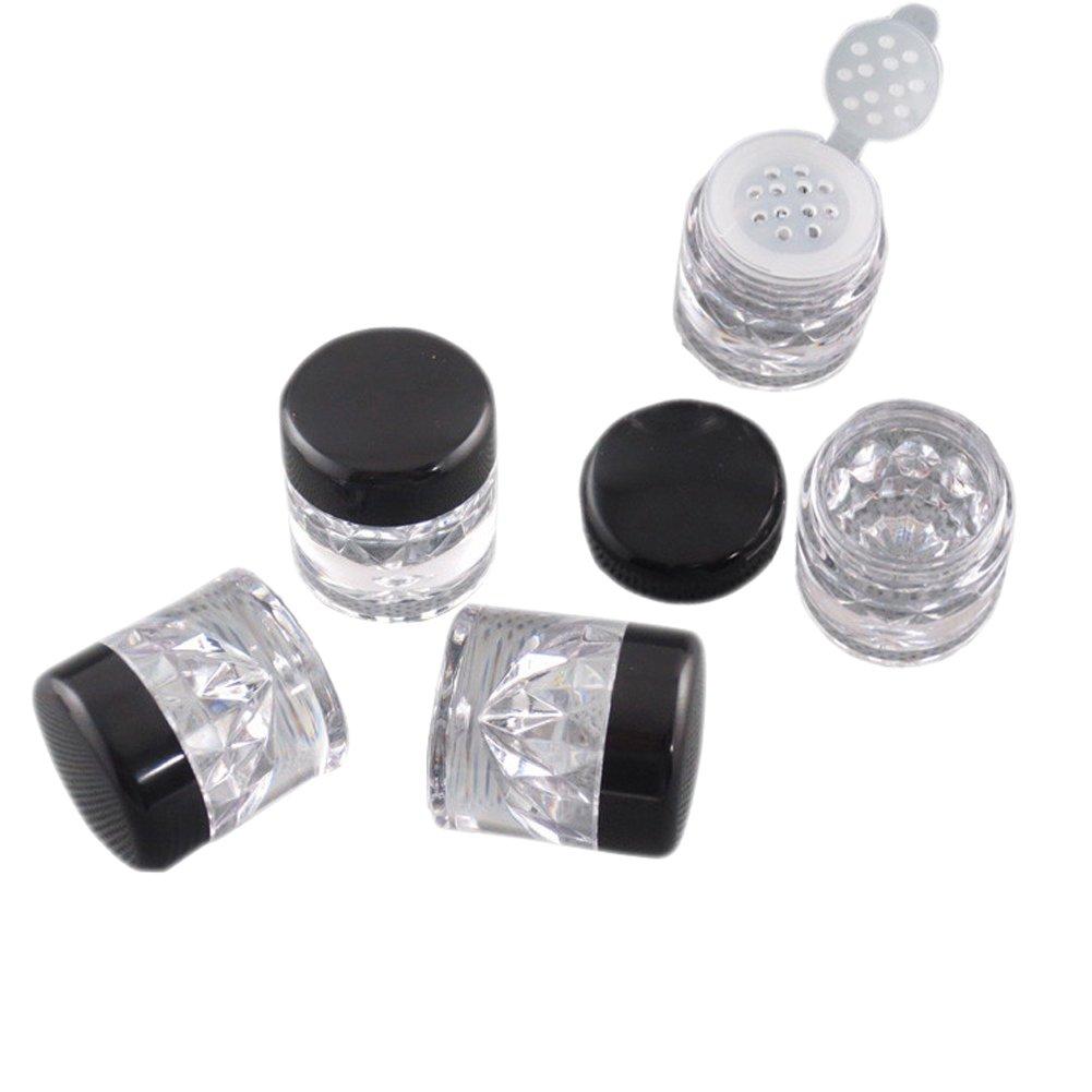 5 Pcs Luxury Empty Plastic Mini Makeup Loose Powder Box Cosmetic Eyeshow Powder Bottles Container Concealer Powder Sifter Jar With Screw Lids