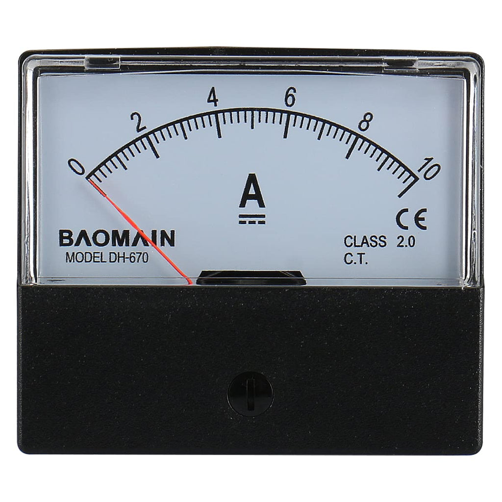 Baomain Ammeter DH-670 DC 0-10A Rectangular Ampere Needle Panel Meter Gauge Amperemeter