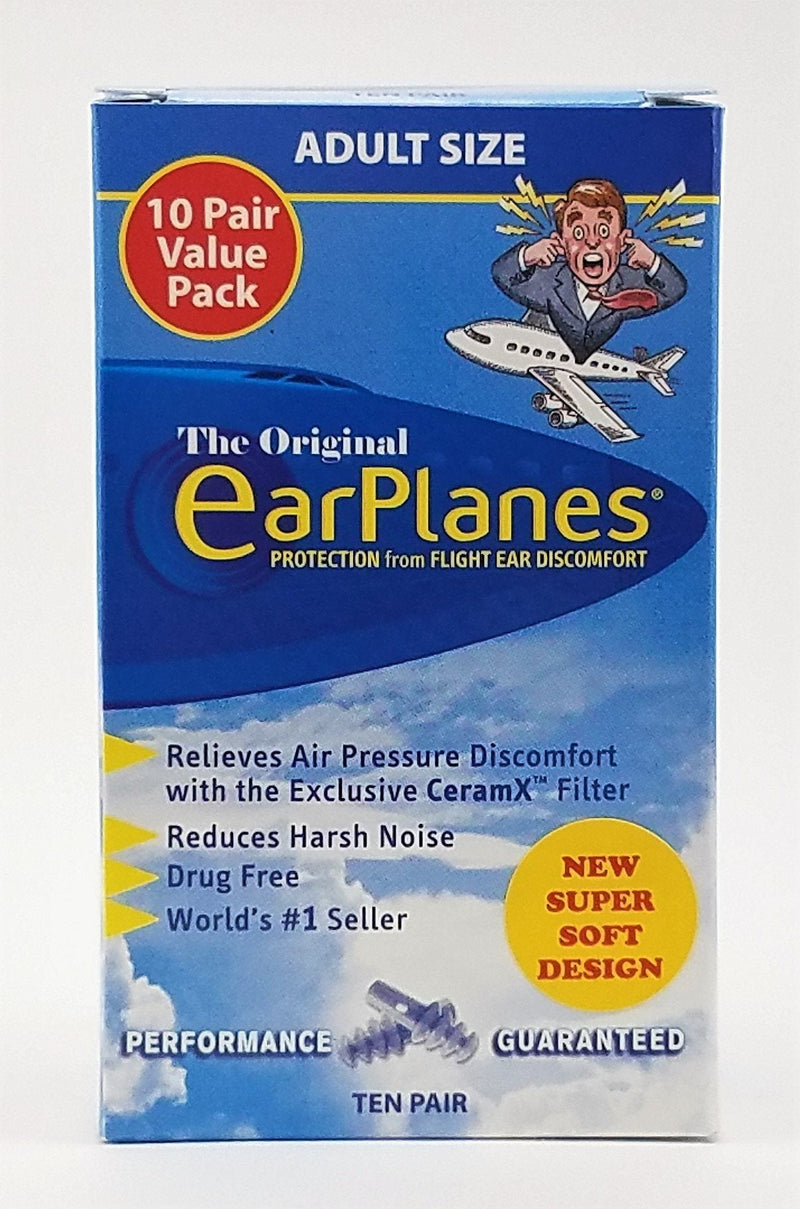 New Super Soft Adult EarPlanes® Ear Plugs Airplane Travel Ear Protection 10 Pair