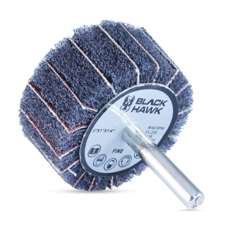 BHA Mounted Interleaf Flap Wheels for Sanding and Finishing, 2” x 1” x 1/4”, Gray (Ultra Fine) - 5 Pack