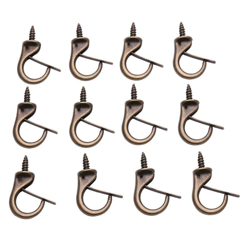 Rddconkit 12 Pcs Windproof Metal Hooks Screw in Screw Hooks Ceiling Hooks Bronze