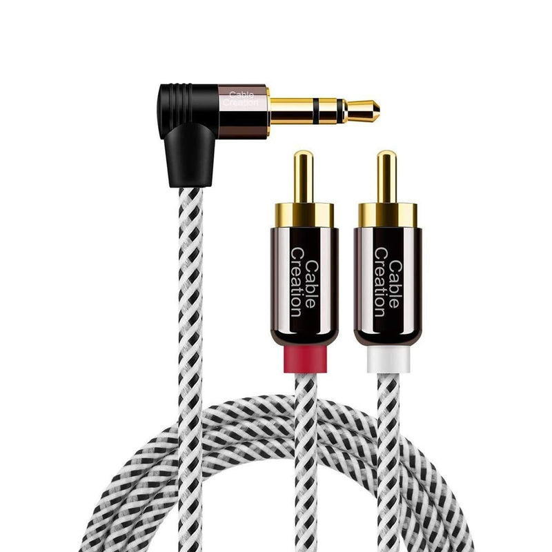 3.5mm to RCA Cable,CableCreation 3 Feet Angle 3.5mm Male to 2RCA Male Auxiliary Stereo Audio Y Splitter Gold-Plated for Smartphones, MP3, Tablets, Speakers,Home Theater,HDTV,1m 3Ft