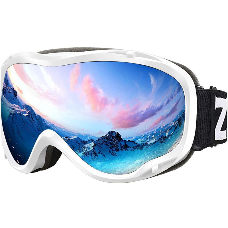 ZIONOR Lagopus Ski Goggles - Snowboard Snow Goggles for Men Women Adult Youth A0-vlt 8.6% White Frame Silver Lens