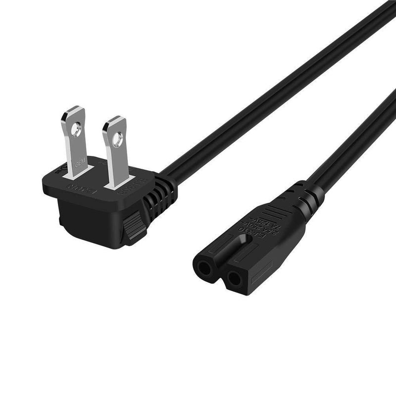 CableCreation 10 Feet 90 Degree 2-Slot Polarized Power Cord, 18 AWG Angled IEC320 C7 to NEMA 1-15P Power Cable, 3M/Black