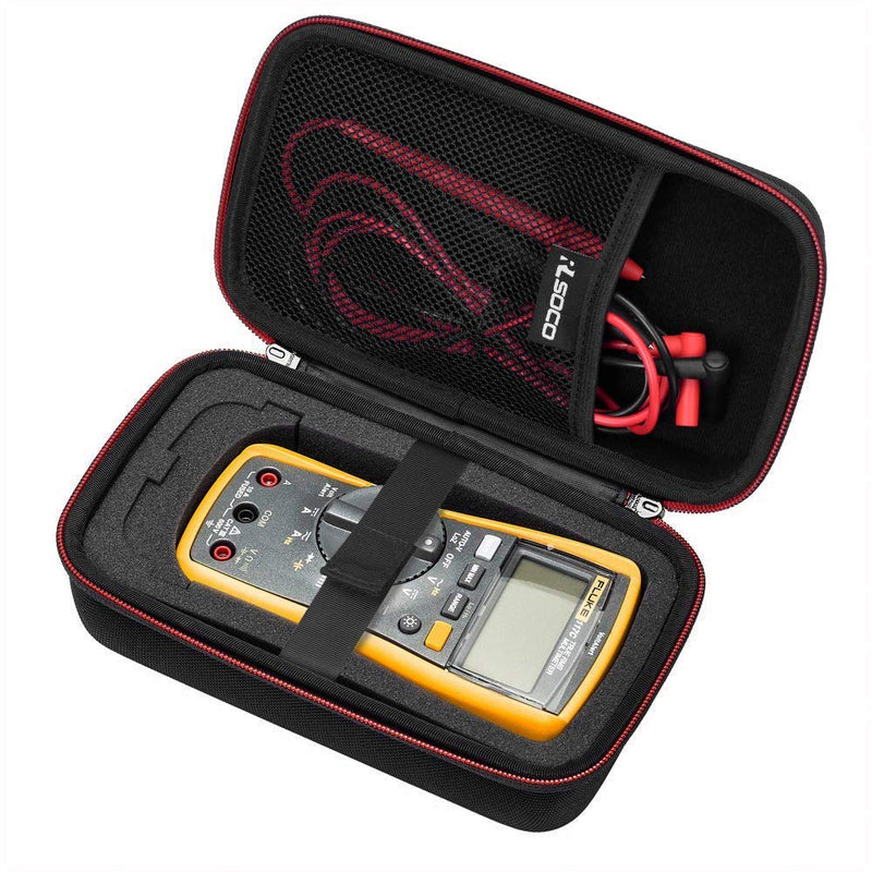 RLSOCO Carrying case for Fluke 117/115/116/114/113/177/178/179 Digital Multimeter and Fits for Fluke 101/106/107/ F15B+F17B+F18B+ and More(with DIY Foam) Red zip
