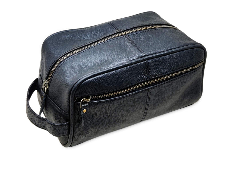 Men's Genuine Leather Toiletry Bag Waterproof Dopp Kit Shaving Bags And Grooming For Travel Groomsmen Gift Men Women Hanging Zippered Makeup Bathroom Cosmetic Pouch Case Make Up kit