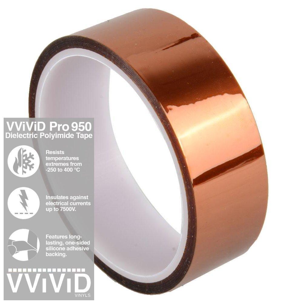 VViViD Pro 950 Polyimide Film Dielectric Tape for Insulation, Electronics, Soldering & 3D Printing (3 inches x 110ft) 3" x 110ft