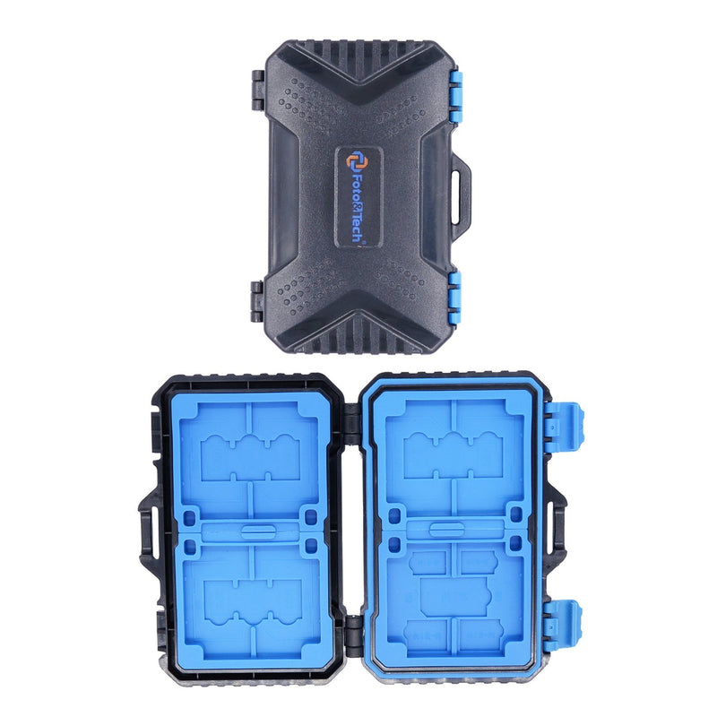 Foto&Tech 28-Slot High Capacity SD Memory Card Case, Shockproof SD CF SDHC SDXC Micro SD Storage Box for 8 SD 4 CF 9 TF, Waterproof Card Holder Micro SD 2 Pin Key 1 SIM 2 Micro-SIM 2 Nano-SIM