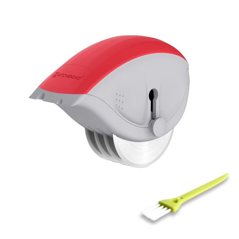 3-in-1 Herb Mincer-Roller Cutter, Leaf Stripper, Scraper- Retractable Blade for Safe Storage, Detachable for Easy Cleaning, 4 Sharp Stainless Steel Blades, Soft-touch Handle - by KITCHENDAO Herb Mincer-red