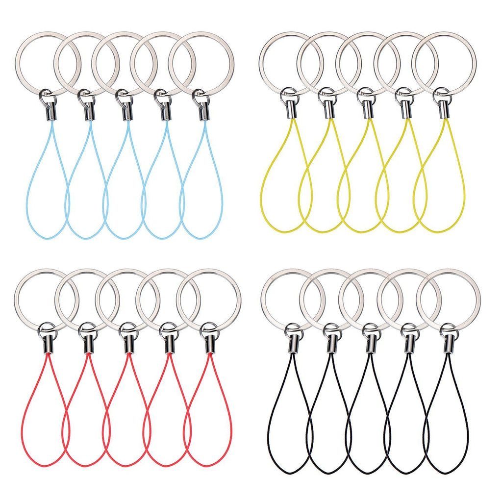 Bememo Keyring with Strap Lanyard for USB Flash Drive MP3 Player Keys Cellphone Keychain, 4 Colors, 20 Pieces