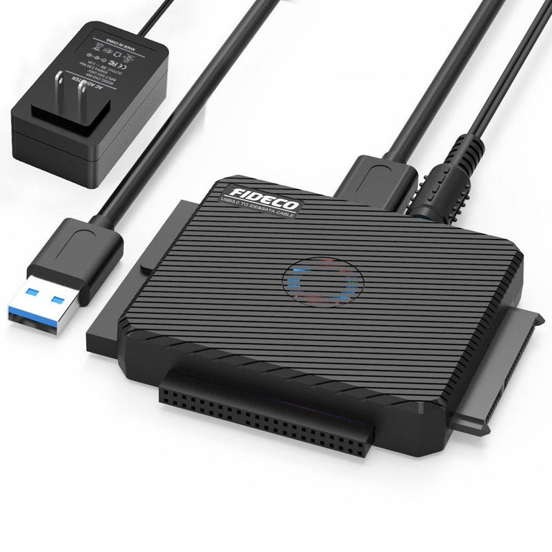 FIDECO SATA/IDE to USB 3.0 Adapter, Hard Drive Adapter Cable Converter for Universal 2.5/3.5 Inch IDE and SATA External HDD SSD, 5.25-Inch DVD-ROM/CD-ROM/CD-RW/DVD-RW/DVD+RW, Support 16TB (Cable PL03) SATA/IDE Cable PL03