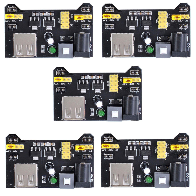 Oiyagai 5pcs Breadboard Power Supply Module 3.3V/5V for Arduino Board Solderless Breadboard