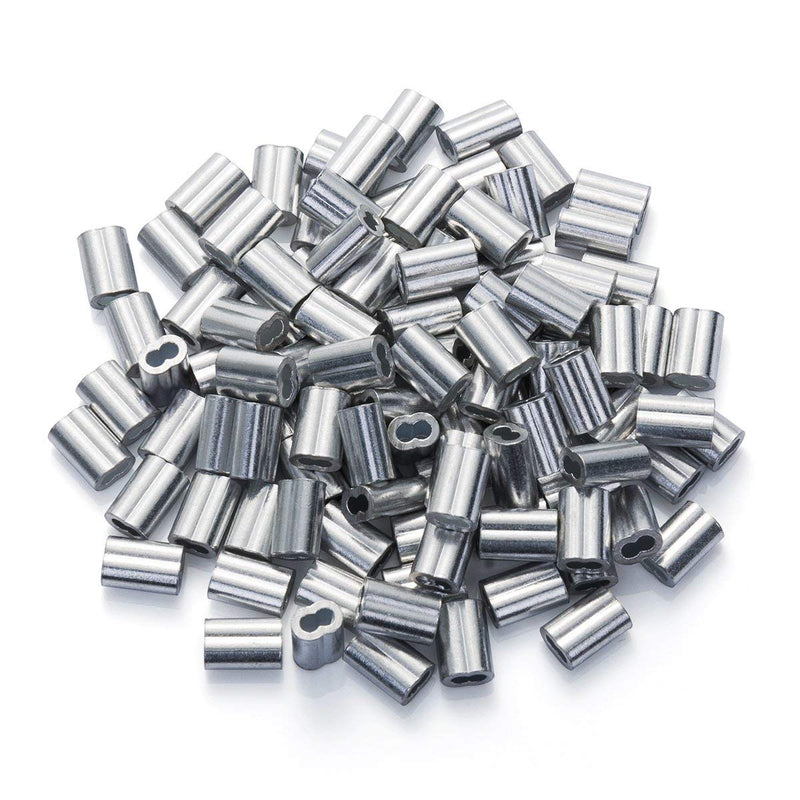 1/16" Aluminum Crimping Loop Sleeve 200PCS, Cable Ferrule Wire Rope Sleeves Loops Sleeve 1/16" (200PCS)