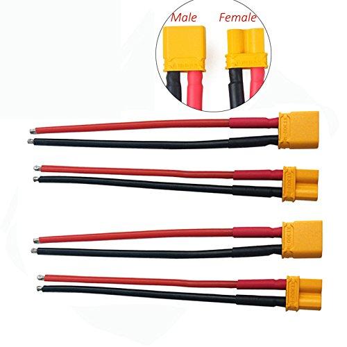 2 Pairs Amass XT30U XT30 Male and Female Connector with 150mm 14awg Silicone Wire for RC Lipo Battery 2 Pairs Amass XT30U